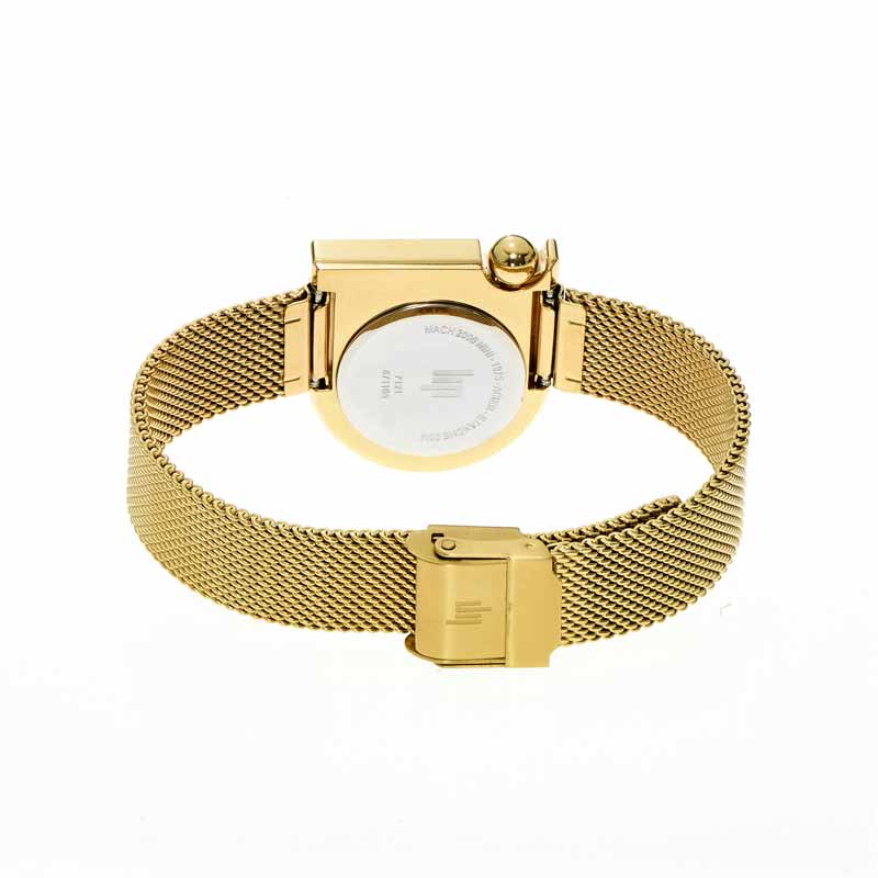Montre Mach 2000 Mini dorée avec bracelet en métal doré créée par Roger Tallon